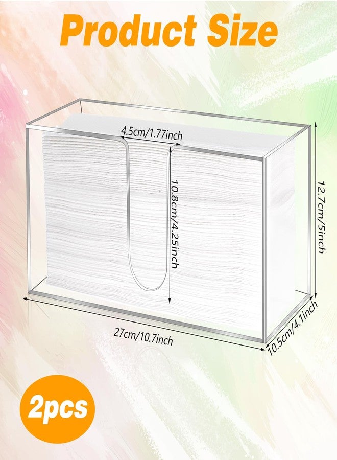 wutfuooo 2 Pack Acrylic Countertop Paper Towel Dispenser, Folded Paper Towel Dispenser Clear Trifold Napkin Holder, Suitable for Z-fold, C-fold or MultiFold Trifold Papers Towels for Bathroom Toilet Kitchen - Image 2